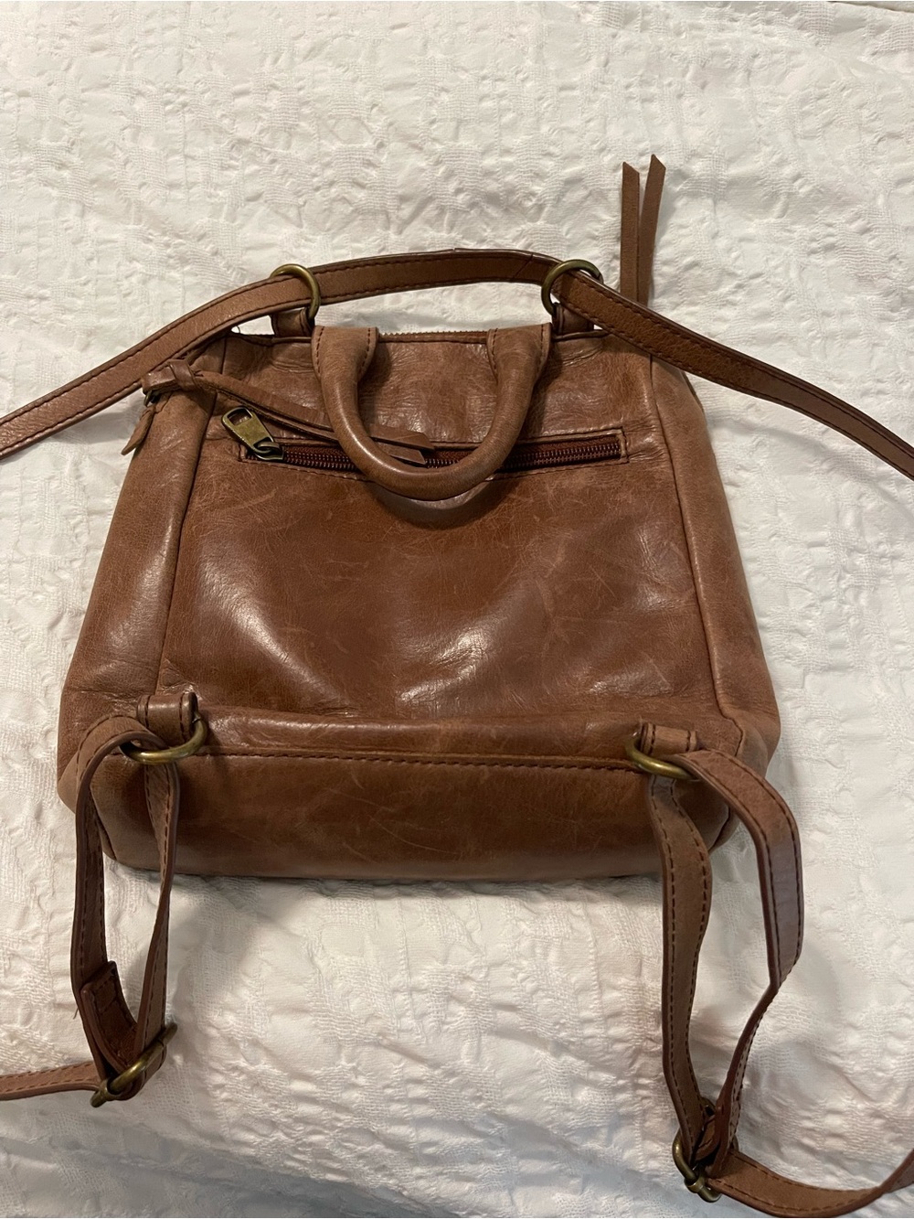 The Sak Loyola Leather Mini Backpack Brown Convertible - Picture 3 of 8